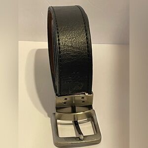 Dickies Genuine Leather Belt (Reversible) Black/Brown Brushed Nickel Size 32/80